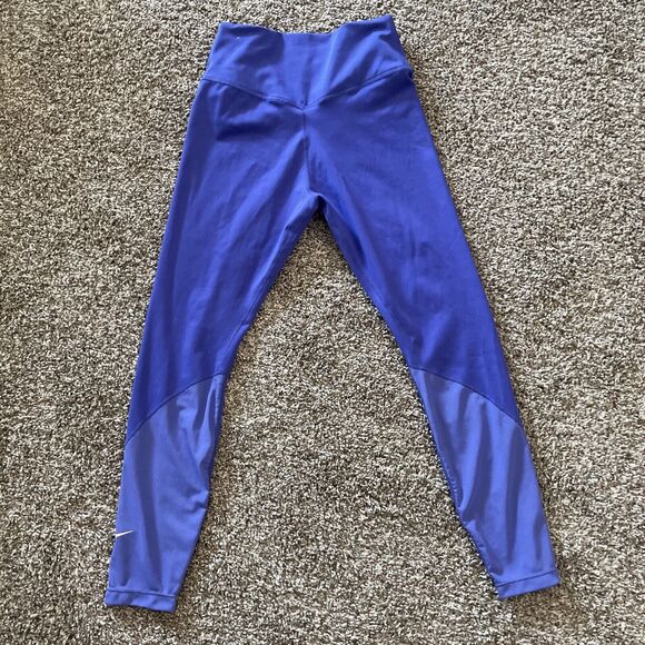 Nike Dri-fit Girls Purple Leggings - Size S - Mesh Ankle Accent - Picture 2 of 4